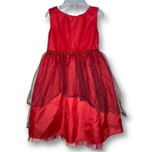 Sweet Heart Rose Girls Size 4 Red Black Sleeveless Glitter Tulle Holiday Dress